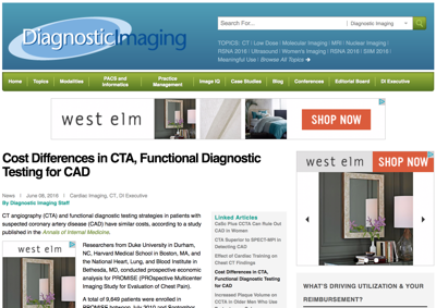 Cost Differences in CTA, Functional Diagnostic Testing for CAD